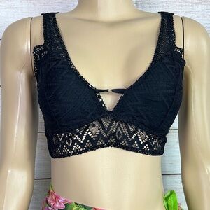 NICOLE MILLER WOMENS BLACK LACE BRALETTE SIZE L